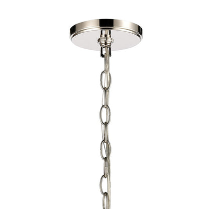 Atlas Lighting Rotunde 26in 6-Light Chandelier | Modern Matte White and Polished Nickel Metal | Dining Room & Living Room | Model CL11318-WH