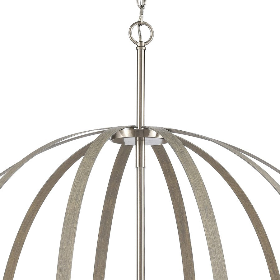 Atlas Lighting Rotunde 38in 10-Light Chandelier | Modern Beechwood and Satin Nickel Metal | Dining Room & Living Room | Model CL11319-BN