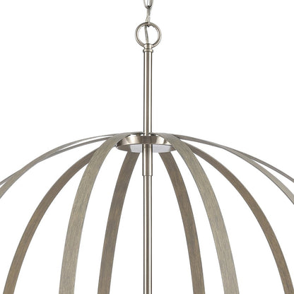 Atlas Lighting Rotunde 38in 10-Light Chandelier | Modern Beechwood and Satin Nickel Metal | Dining Room & Living Room | Model CL11319-BN