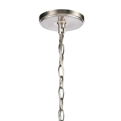 Atlas Lighting Rotunde 38in 10-Light Chandelier | Modern Beechwood and Satin Nickel Metal | Dining Room & Living Room | Model CL11319-BN