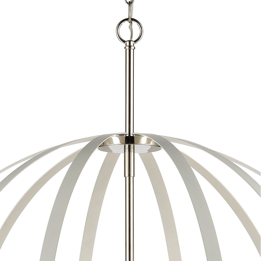 Atlas Lighting Rotunde 38in 10-Light Chandelier | Modern Matte White and Polished Nickel Metal | Dining Room & Living Room | Model CL11319-WH