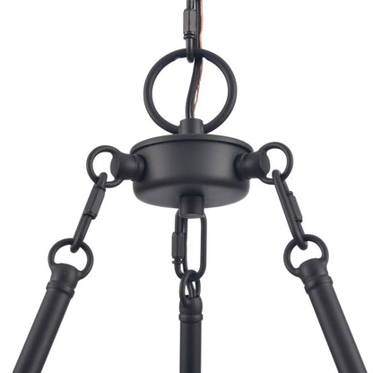Atlas Lighting Rydell 24in 5-Light Chandelier | Transitional Matte Black and White Parchment Shades | Dining Room & Living Room | Model CL11320-BK