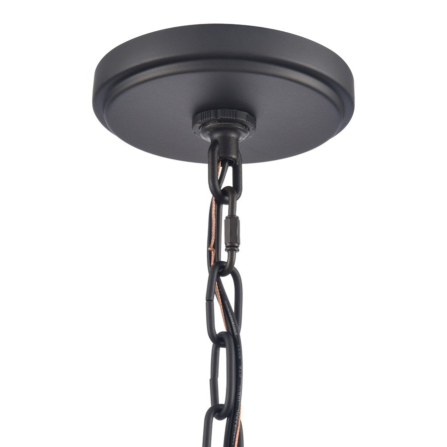 Atlas Lighting Rydell 24in 5-Light Chandelier | Transitional Matte Black and White Parchment Shades | Dining Room & Living Room | Model CL11320-BK