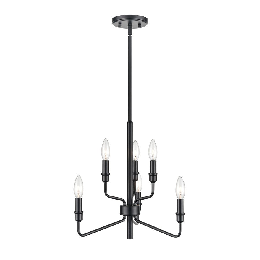 Atlas Lighting Saginaw 18in 6-Light Chandelier | Transitional Matte Black Metal | Dining Room & Kitchen Island | 18 x 18 x 16 in | Model CL11322-BK