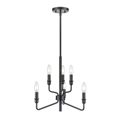 Atlas Lighting Saginaw 18in 6-Light Chandelier | Transitional Matte Black Metal | Dining Room & Kitchen Island | 18 x 18 x 16 in | Model CL11322-BK