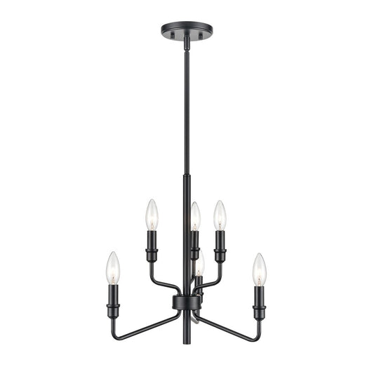Atlas Lighting Saginaw 18in 6-Light Chandelier | Transitional Matte Black Metal | Dining Room & Kitchen Island | 18 x 18 x 16 in | Model CL11322-BK