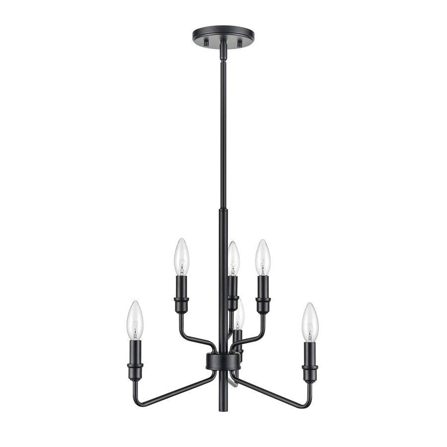 Atlas Lighting Saginaw 18in 6-Light Chandelier | Transitional Matte Black Metal | Dining Room & Kitchen Island | 18 x 18 x 16 in | Model CL11322-BK