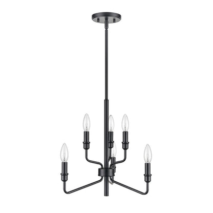 Atlas Lighting Saginaw 18in 6-Light Chandelier | Transitional Matte Black Metal | Dining Room & Kitchen Island | 18 x 18 x 16 in | Model CL11322-BK