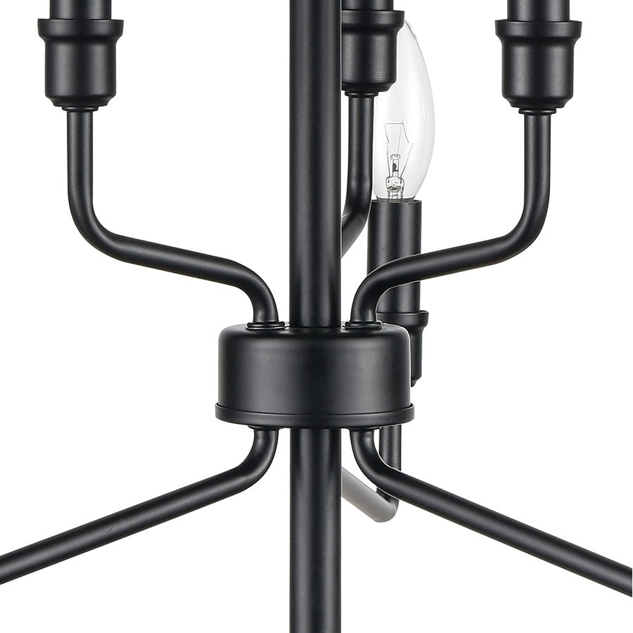 Atlas Lighting Saginaw 18in 6-Light Chandelier | Transitional Matte Black Metal | Dining Room & Kitchen Island | 18 x 18 x 16 in | Model CL11322-BK