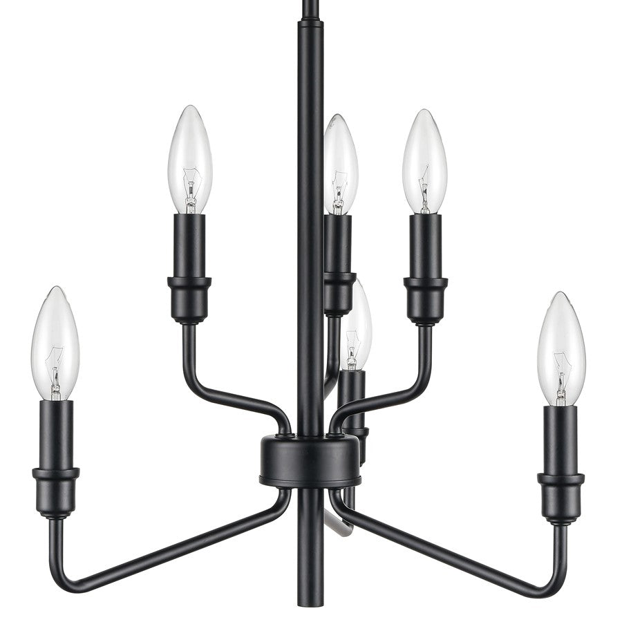 Atlas Lighting Saginaw 18in 6-Light Chandelier | Transitional Matte Black Metal | Dining Room & Kitchen Island | 18 x 18 x 16 in | Model CL11322-BK