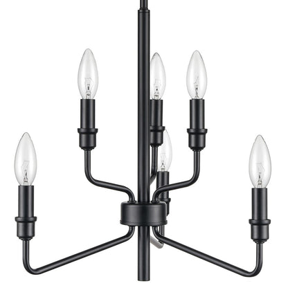 Atlas Lighting Saginaw 18in 6-Light Chandelier | Transitional Matte Black Metal | Dining Room & Kitchen Island | 18 x 18 x 16 in | Model CL11322-BK
