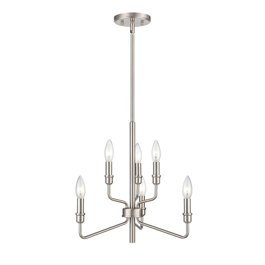 Atlas Lighting Saginaw 18in 6-Light Chandelier | Transitional Satin Nickel Metal | Dining Room & Kitchen Island | 18 x 18 x 16 in | Model CL11322-NK