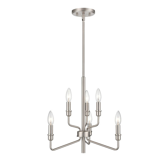 Atlas Lighting Saginaw 18in 6-Light Chandelier | Transitional Satin Nickel Metal | Dining Room & Kitchen Island | 18 x 18 x 16 in | Model CL11322-NK