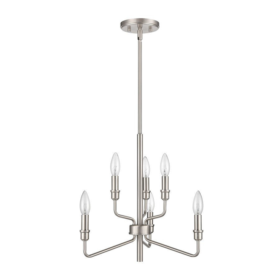 Atlas Lighting Saginaw 18in 6-Light Chandelier | Transitional Satin Nickel Metal | Dining Room & Kitchen Island | 18 x 18 x 16 in | Model CL11322-NK