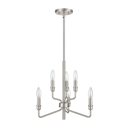 Atlas Lighting Saginaw 18in 6-Light Chandelier | Transitional Satin Nickel Metal | Dining Room & Kitchen Island | 18 x 18 x 16 in | Model CL11322-NK