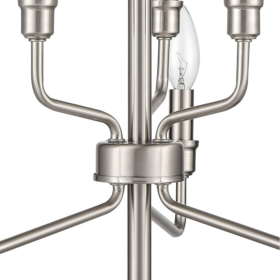 Atlas Lighting Saginaw 18in 6-Light Chandelier | Transitional Satin Nickel Metal | Dining Room & Kitchen Island | 18 x 18 x 16 in | Model CL11322-NK