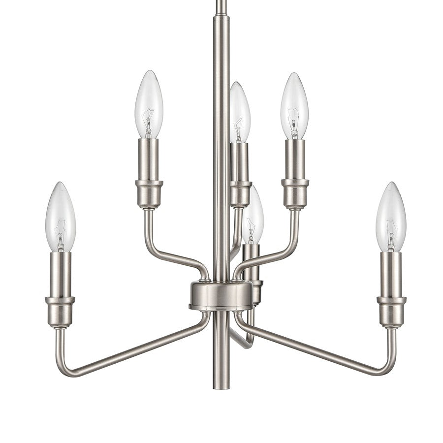 Atlas Lighting Saginaw 18in 6-Light Chandelier | Transitional Satin Nickel Metal | Dining Room & Kitchen Island | 18 x 18 x 16 in | Model CL11322-NK