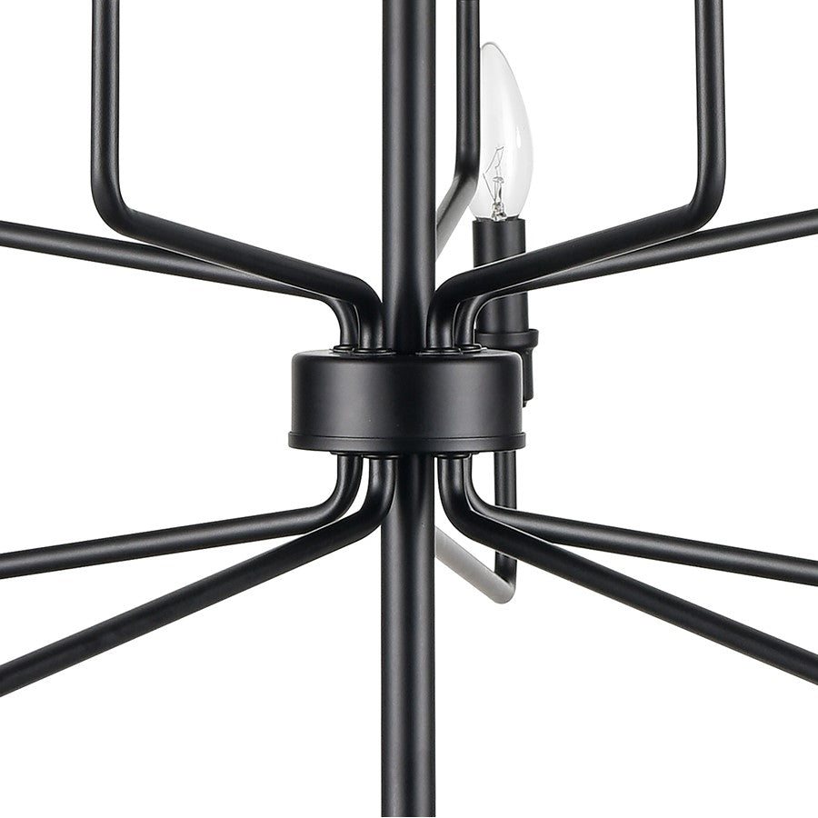 Atlas Lighting Saginaw 34in 10-Light Chandelier | Transitional Matte Black Metal | Dining Room & Great Room | 34 x 34 x 27 in | Model CL11323-BK
