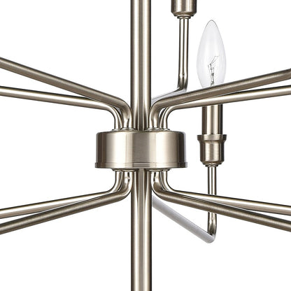 Atlas Lighting Saginaw 34in 10-Light Chandelier | Transitional Satin Nickel Metal | Dining Room & Foyer | 34 x 34 x 27 in | Model CL11323-NK