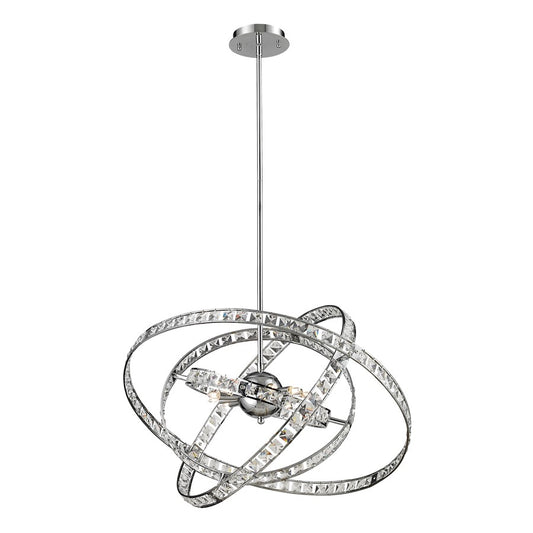Atlas Lighting Saturn 24in 6-Light Chandelier | Modern Chrome and Clear Crystal | Dining Room & Living Room | 24 x 24 x 29 in | Model CL11324-CH