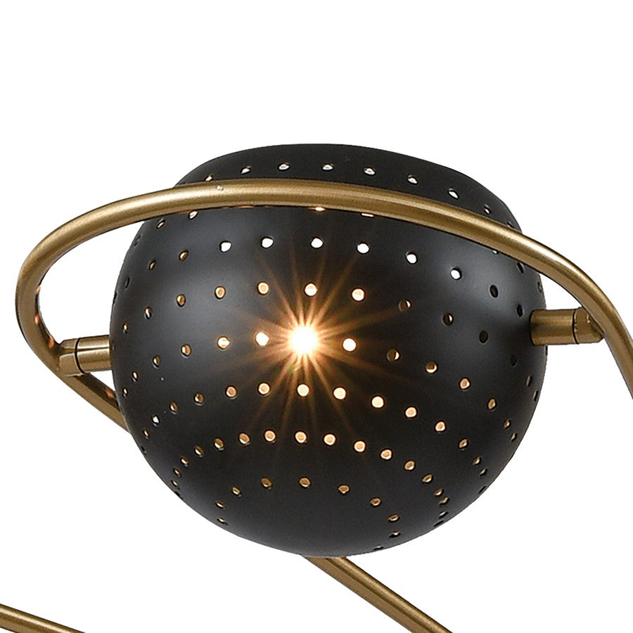 Atlas Lighting Scarab 47in 8-Light Chandelier | Midcentury Satin Brass and Black Metal | Dining Room & Living Room | Model CL11325-BS