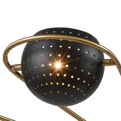 Atlas Lighting Scarab 47in 8-Light Chandelier | Midcentury Satin Brass and Black Metal | Dining Room & Living Room | Model CL11325-BS