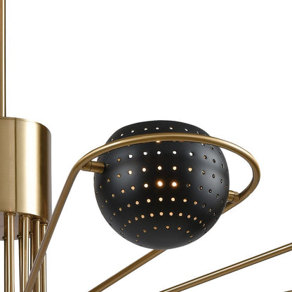 Atlas Lighting Scarab 47in 8-Light Chandelier | Midcentury Satin Brass and Black Metal | Dining Room & Living Room | Model CL11325-BS