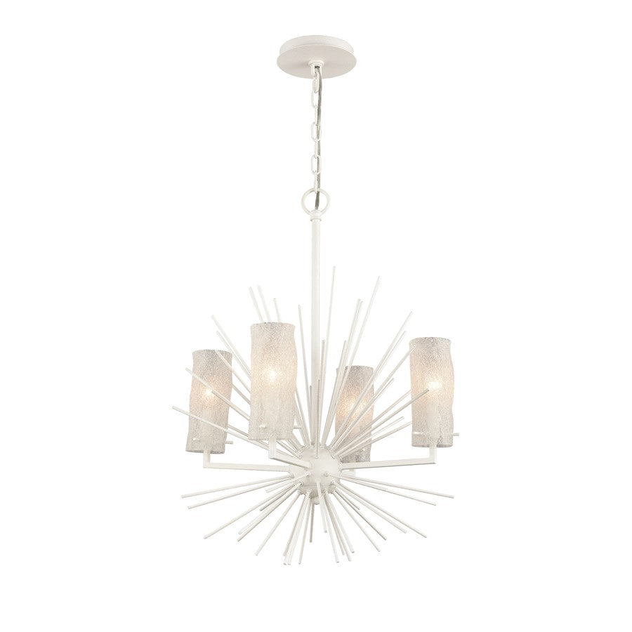 Atlas Lighting Sea Urchin 20in 4-Light Chandelier | Coastal White Coral and White Glass | Dining Room & Breakfast Nook | Model CL11326-WH