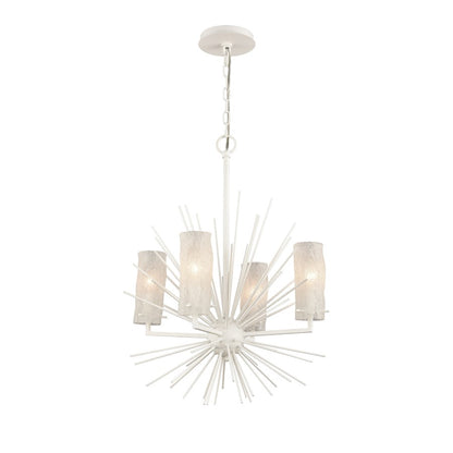Atlas Lighting Sea Urchin 20in 4-Light Chandelier | Coastal White Coral and White Glass | Dining Room & Breakfast Nook | Model CL11326-WH