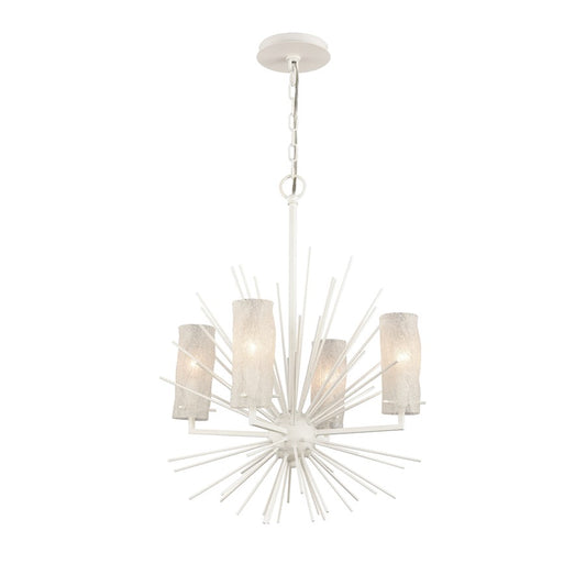 Atlas Lighting Sea Urchin 20in 4-Light Chandelier | Coastal White Coral and White Glass | Dining Room & Breakfast Nook | Model CL11326-WH