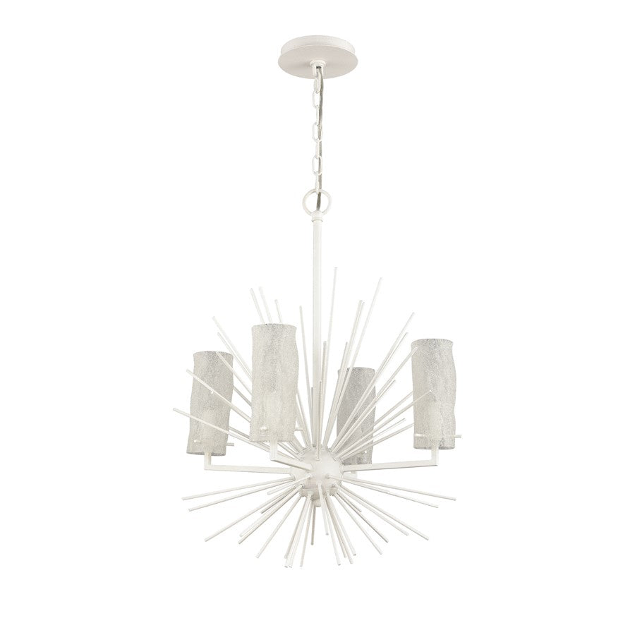 Atlas Lighting Sea Urchin 20in 4-Light Chandelier | Coastal White Coral and White Glass | Dining Room & Breakfast Nook | Model CL11326-WH