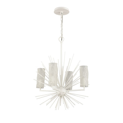 Atlas Lighting Sea Urchin 20in 4-Light Chandelier | Coastal White Coral and White Glass | Dining Room & Breakfast Nook | Model CL11326-WH