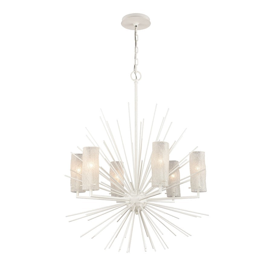 Atlas Lighting Sea Urchin 27in 6-Light Chandelier | Coastal White Coral Metal and White Glass | Dining Room & Entryway | Model CL11327-WH