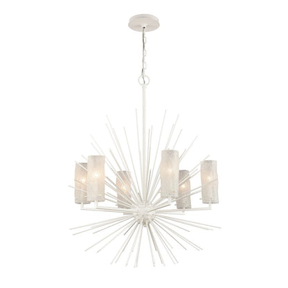 Atlas Lighting Sea Urchin 27in 6-Light Chandelier | Coastal White Coral Metal and White Glass | Dining Room & Entryway | Model CL11327-WH