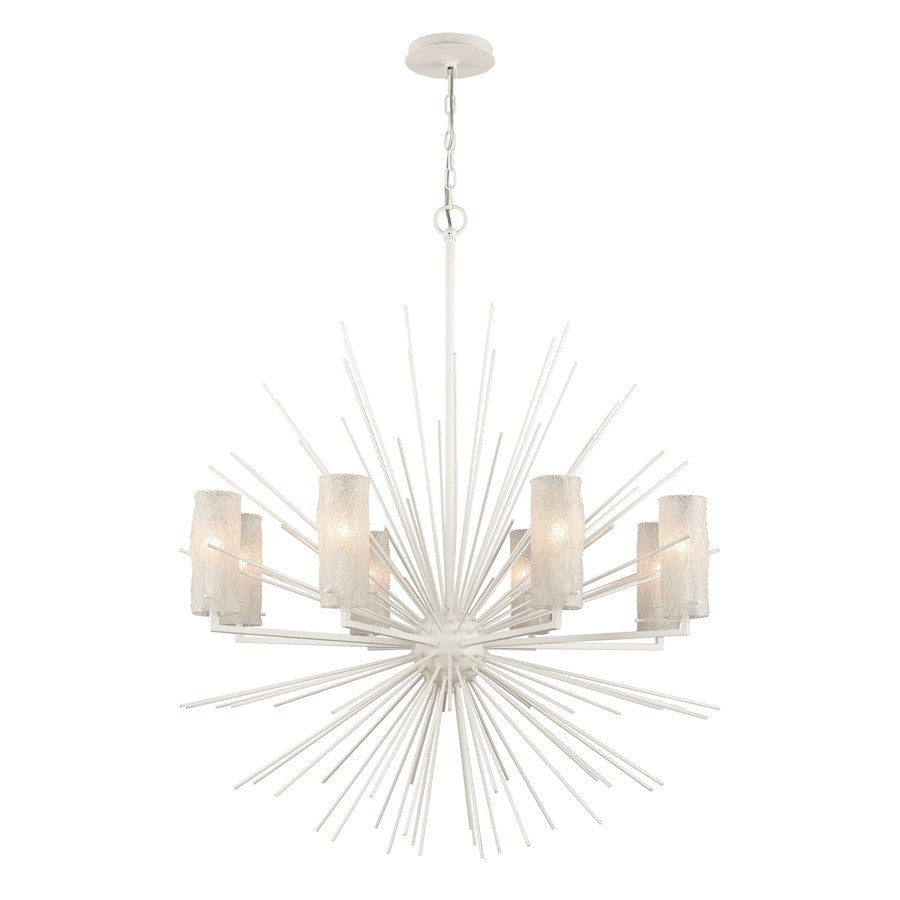 Atlas Lighting Sea Urchin 34in 8-Light Chandelier | Coastal White Coral Metal and White Glass | Dining Room & Entryway | Model CL11328-WH