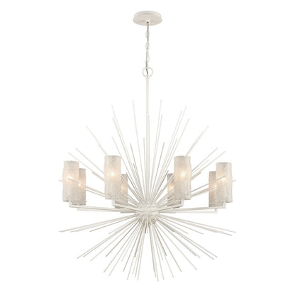 Atlas Lighting Sea Urchin 34in 8-Light Chandelier | Coastal White Coral Metal and White Glass | Dining Room & Entryway | Model CL11328-WH