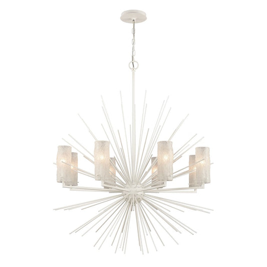Atlas Lighting Sea Urchin 34in 8-Light Chandelier | Coastal White Coral Metal and White Glass | Dining Room & Entryway | Model CL11328-WH