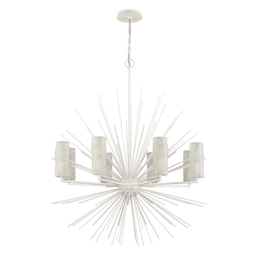 Atlas Lighting Sea Urchin 34in 8-Light Chandelier | Coastal White Coral Metal and White Glass | Dining Room & Entryway | Model CL11328-WH