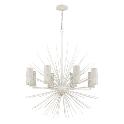 Atlas Lighting Sea Urchin 34in 8-Light Chandelier | Coastal White Coral Metal and White Glass | Dining Room & Entryway | Model CL11328-WH