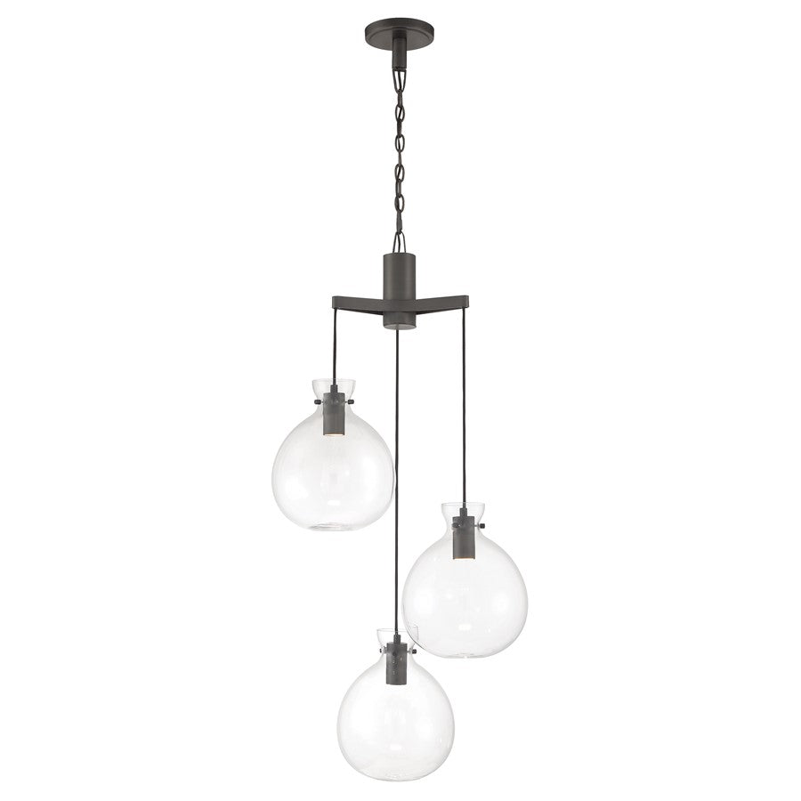 Atlas Lighting Selina 22in LED Chandelier | Modern Oil Rubbed Bronze Metal and Clear Glass | Dining Room & Entryway | Model CL11329-BZ