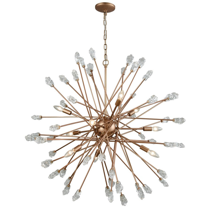 Atlas Lighting Serendipity 38in 9-Light Chandelier | Modern Matte Gold Metal and Clear Bubble Glass | Dining Room & Entryway | Model CL11330-GD