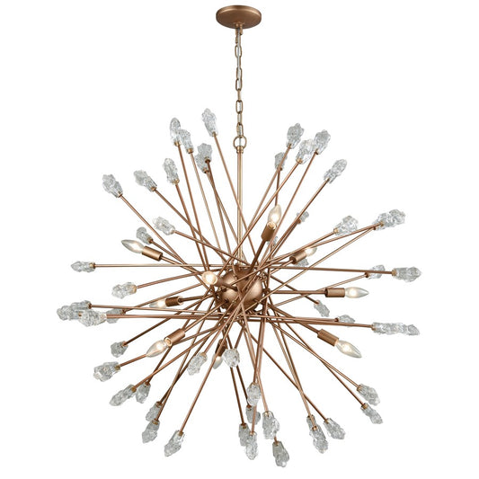 Atlas Lighting Serendipity 38in 9-Light Chandelier | Modern Matte Gold Metal and Clear Bubble Glass | Dining Room & Entryway | Model CL11330-GD