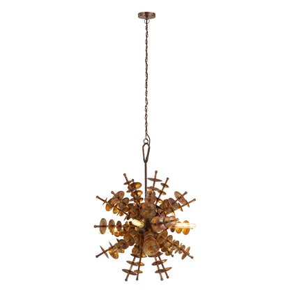 Atlas Lighting Sigma 28in 4-Light Chandelier | Transitional Autumn Brass Metal | Hallway & Living Room | 28 x 28 x 31 in | Model CL11331-BS