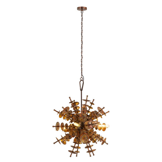 Atlas Lighting Sigma 28in 4-Light Chandelier | Transitional Autumn Brass Metal | Hallway & Living Room | 28 x 28 x 31 in | Model CL11331-BS