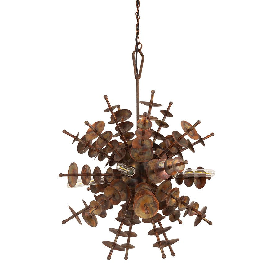 Atlas Lighting Sigma 28in 4-Light Chandelier | Transitional Autumn Brass Metal | Hallway & Living Room | 28 x 28 x 31 in | Model CL11331-BS