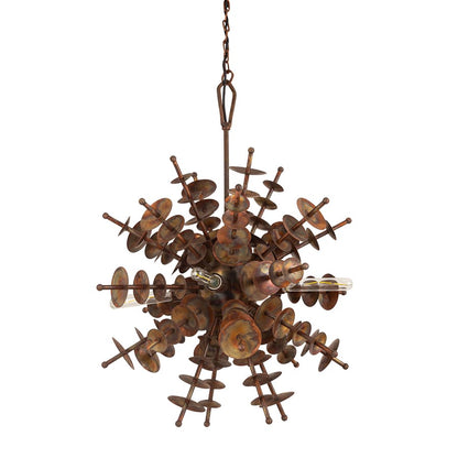 Atlas Lighting Sigma 28in 4-Light Chandelier | Transitional Autumn Brass Metal | Hallway & Living Room | 28 x 28 x 31 in | Model CL11331-BS