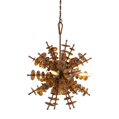 Atlas Lighting Sigma 28in 4-Light Chandelier | Transitional Autumn Brass Metal | Hallway & Living Room | 28 x 28 x 31 in | Model CL11331-BS