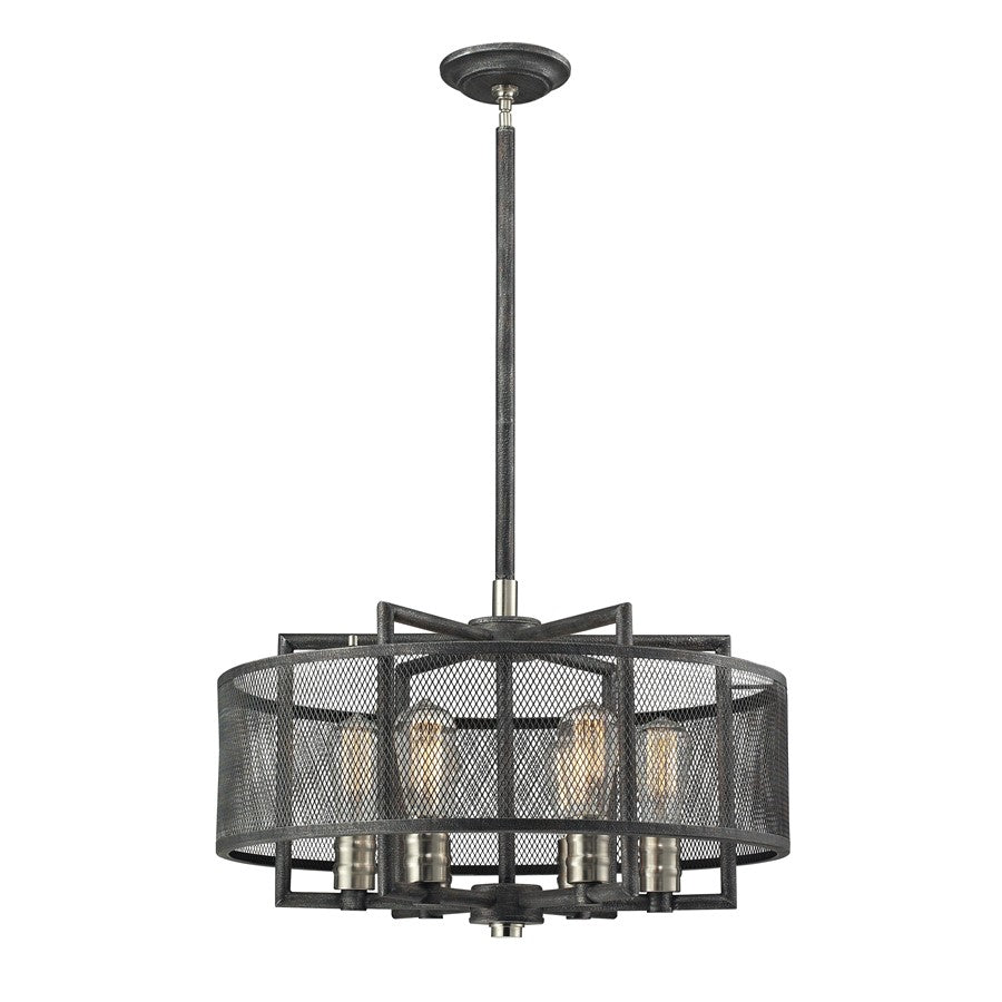 Atlas Lighting Slatington 22in 6-Light Chandelier | Industrial Dark Graphite & Brushed Nickel | Dining Room & Kitchen Island | Model CL11332-BK