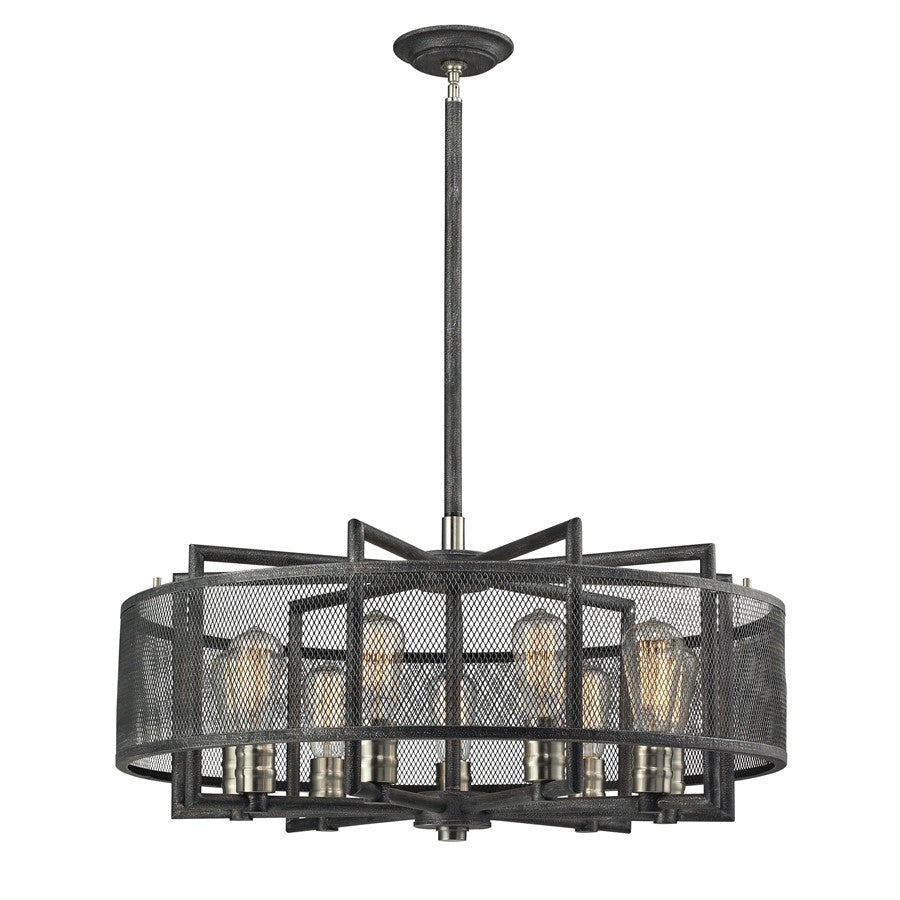 Atlas Lighting Slatington 28in 9-Light Chandelier | Industrial Dark Graphite & Brushed Nickel | Dining Room & Kitchen Island | Model CL11333-BK
