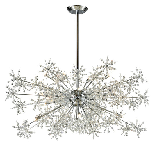Atlas Lighting Snowburst 48in 20-Light Chandelier | Modern Polished Chrome and Clear Crystal Glass | Dining Room & Living Room | Model CL11335-CH